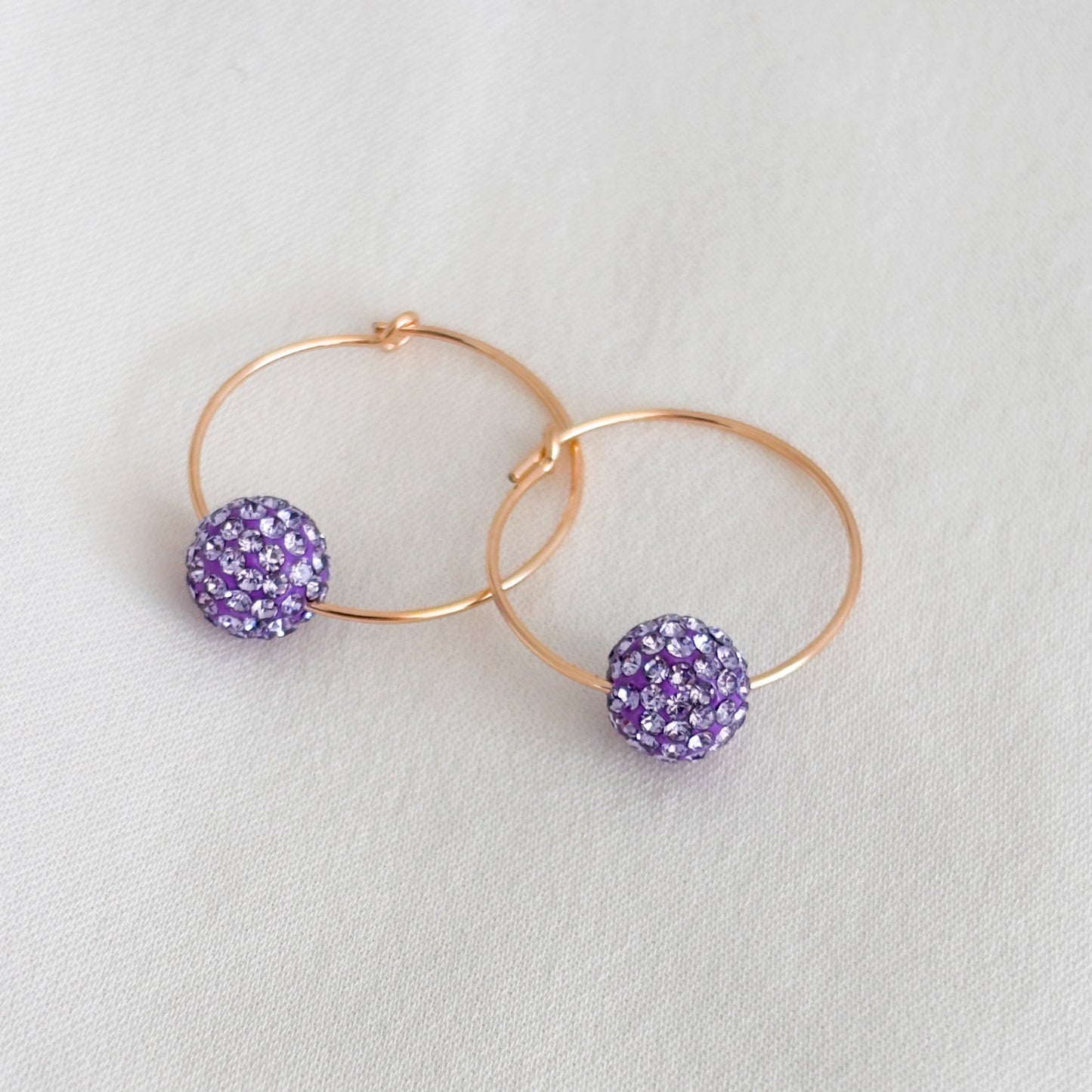 14k Gold Filled Crystal Pavé Hoop Earrings – 4 Colors, 20mm & 30mm