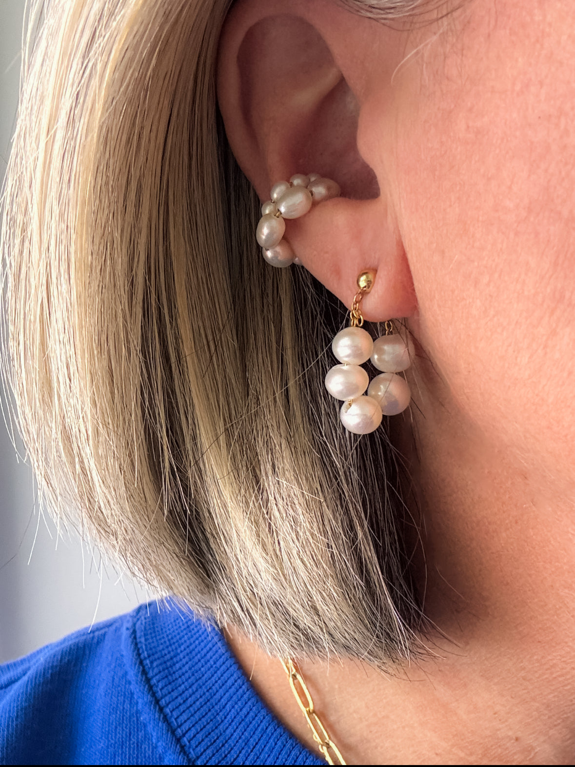 Freshwater Pearl Wrap Around Earrings - Eilis