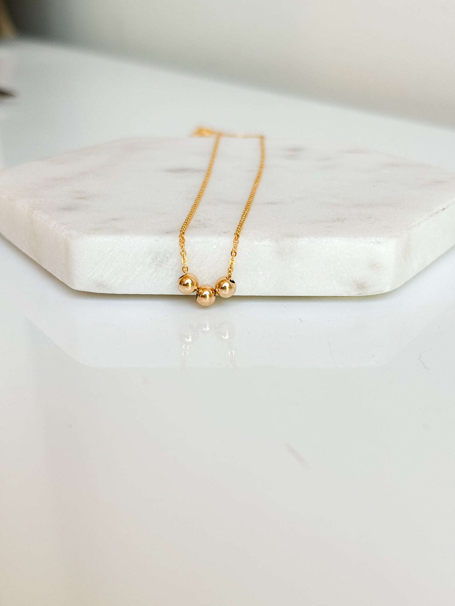Triple Ball Beaded Necklace