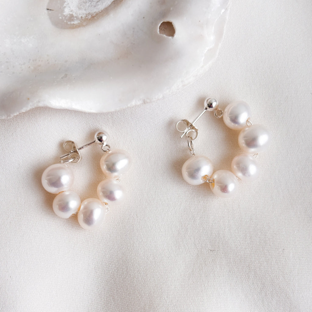 Eilis Freshwater Pearl Wrap Around Earrings Sterling Silver