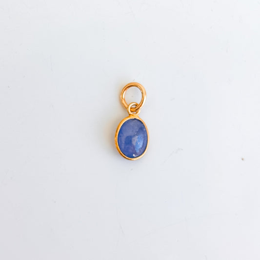 a 14k gold filled bezel tanzanite oval pendant charm for hoop earrings and necklace chains
