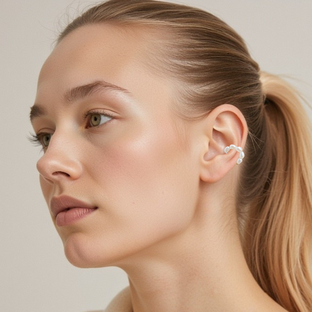 14k-gold filled freshwater oval pearl ear cuff