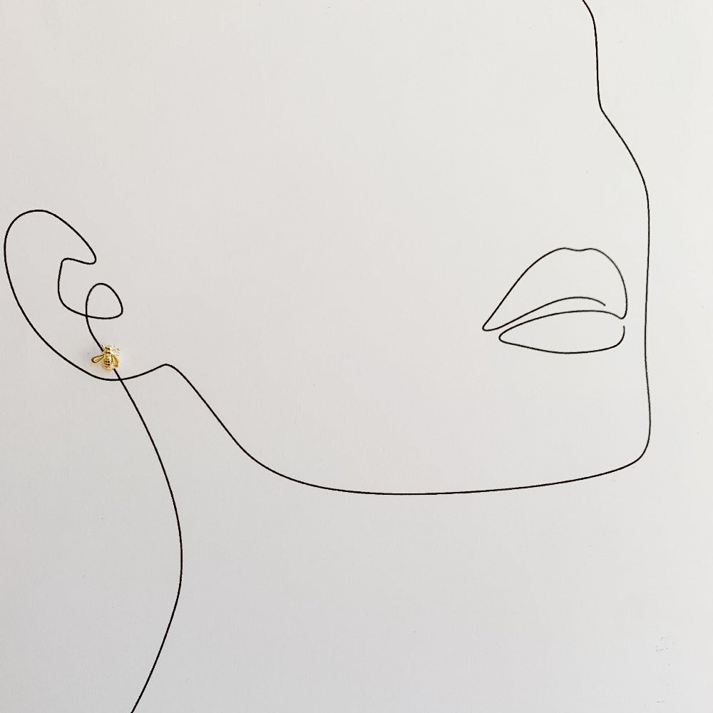 mini bee stud earrings 10K yellow gold - Adorned By Ruth