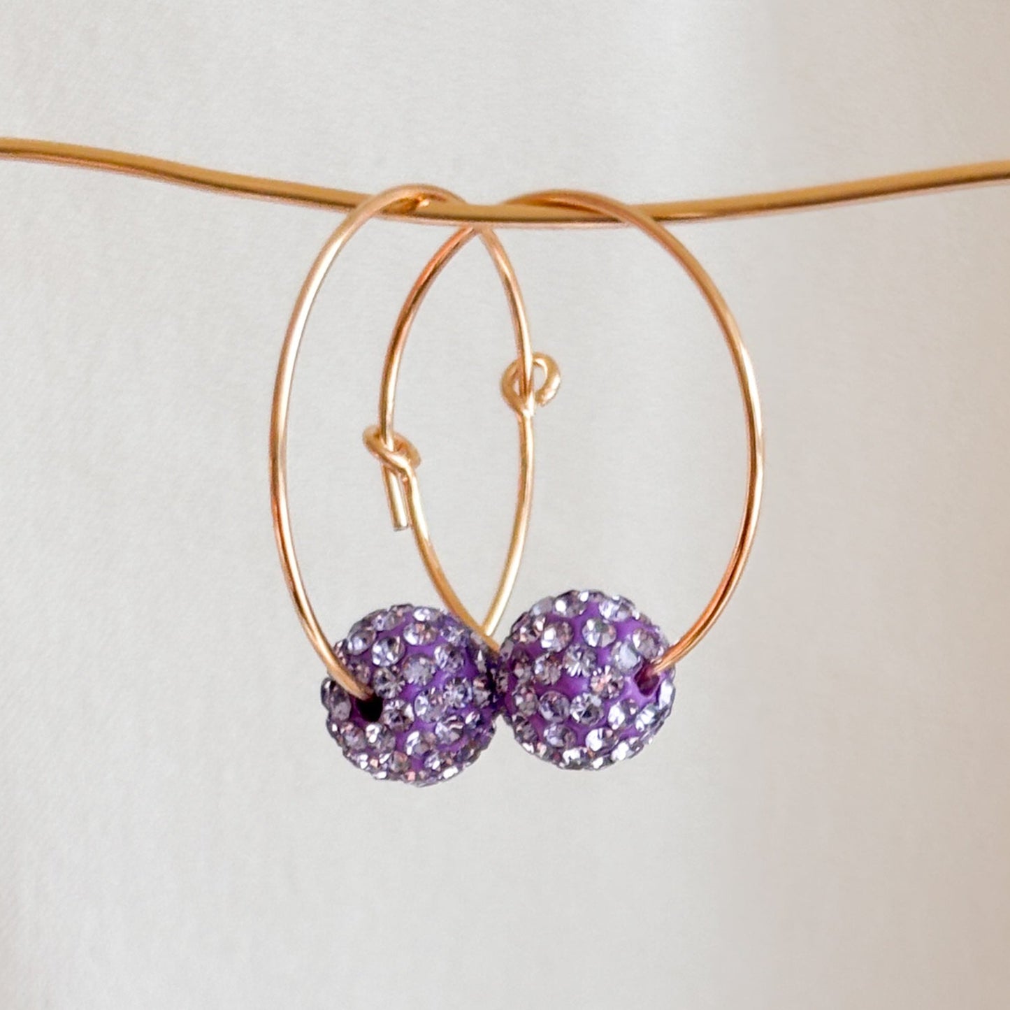 14k Gold Filled Crystal Pavé Hoop Earrings – 4 Colors, 20mm & 30mm