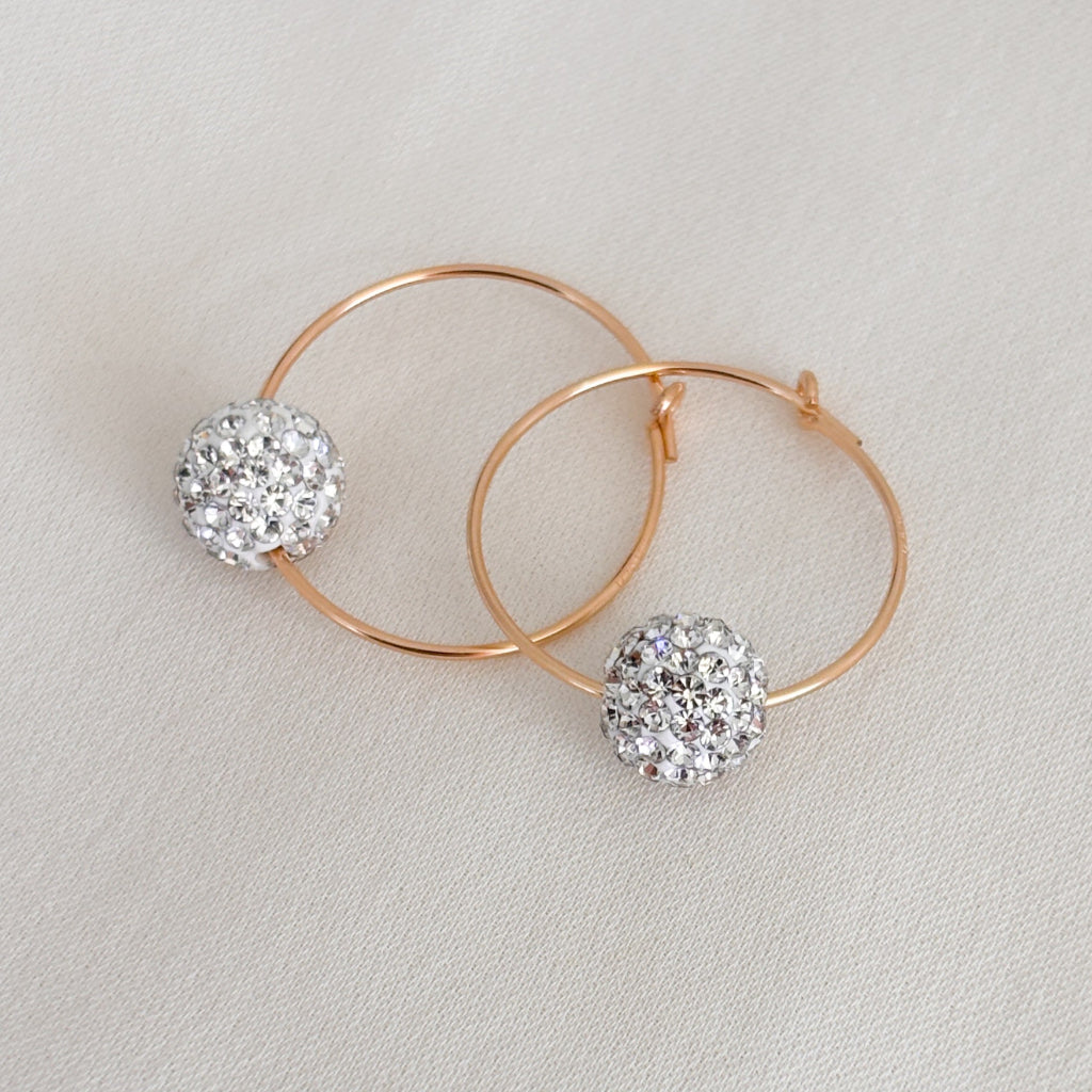 14k Gold Filled Crystal Pavé Hoop Earrings – 4 Colors, 20mm & 30mm