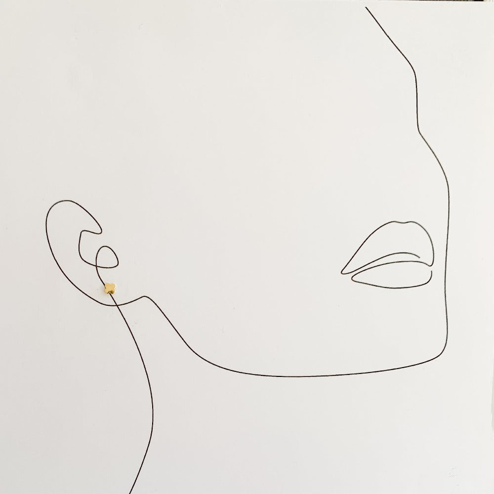 tiny 10K yellow gold four leaf clover stud earrings