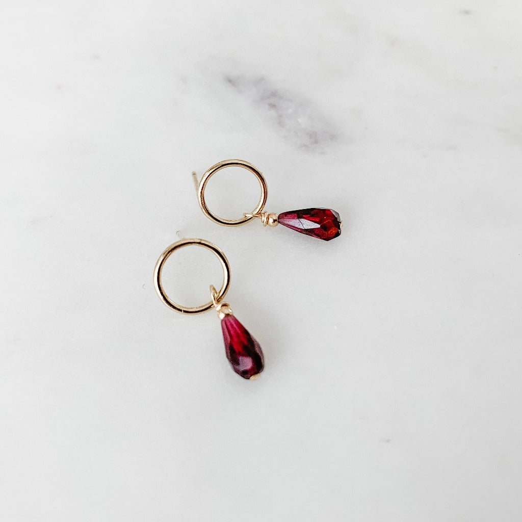 Helena Garnet Drop Earrings