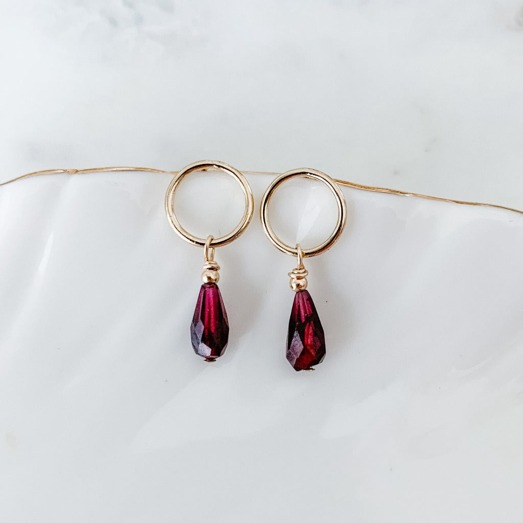 Helena Garnet Drop Earrings