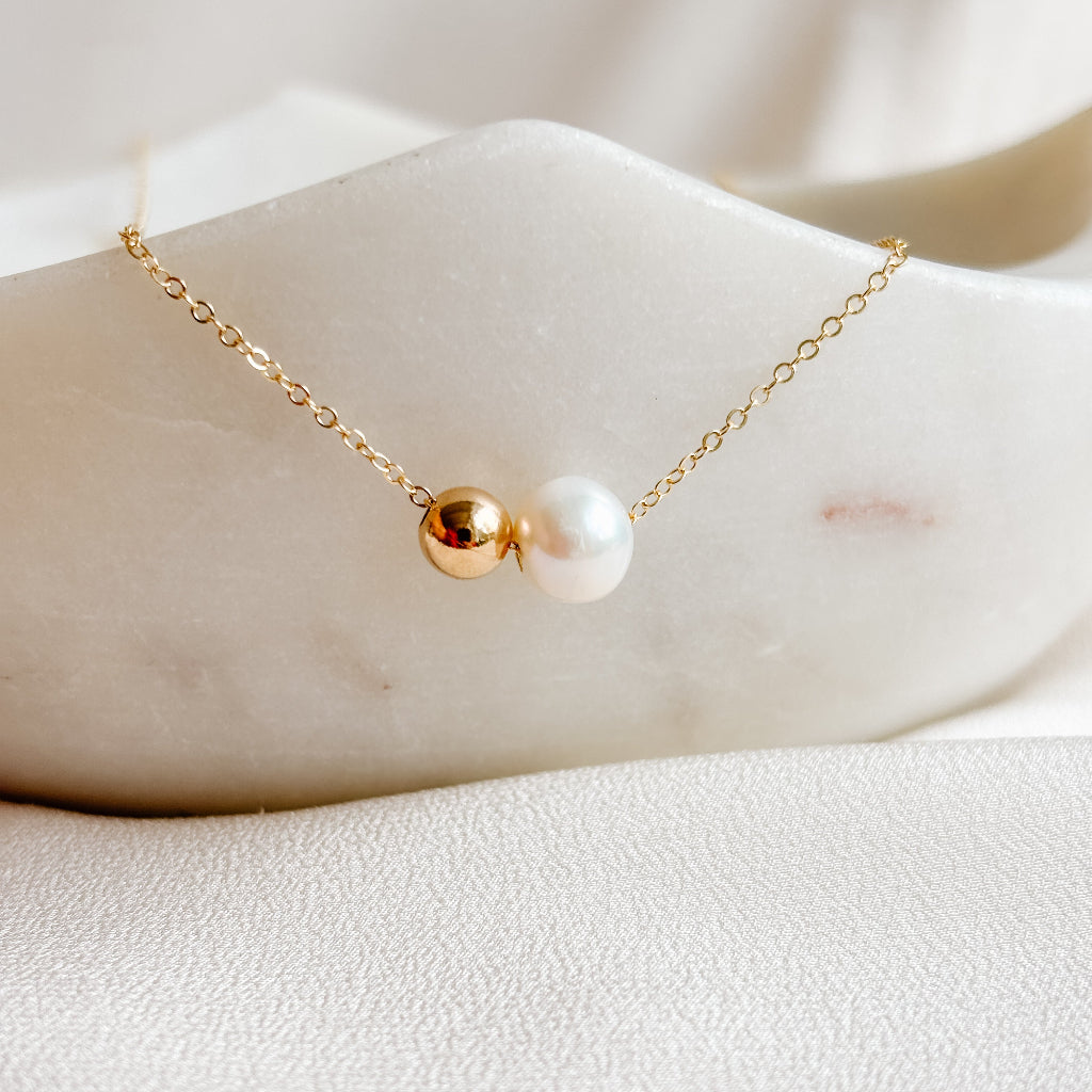 Double Pearl Pendant Necklace - Margot