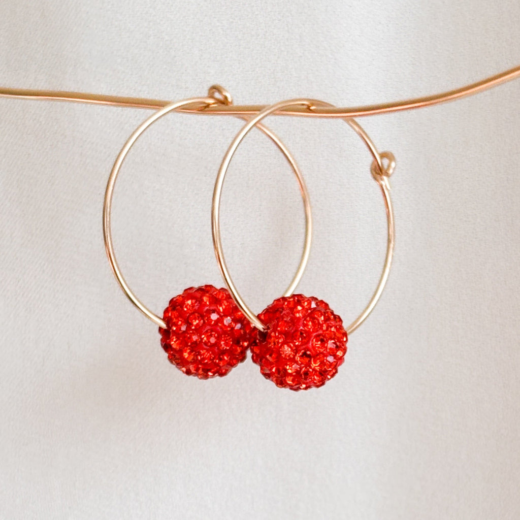 14k Gold Filled Crystal Pavé Hoop Earrings – 4 Colors, 20mm & 30mm