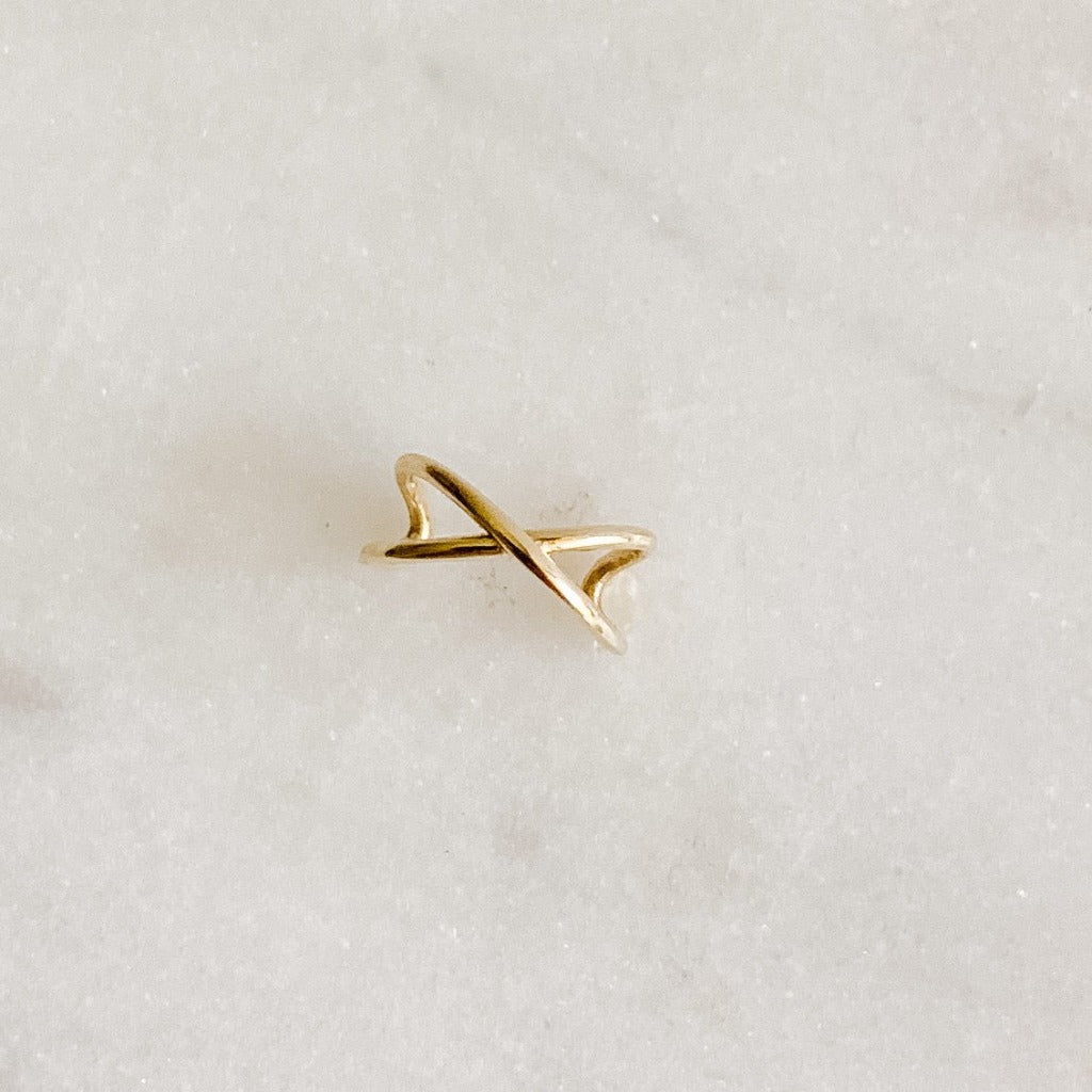 10K Solid Gold Criss Cross Ear Cuff - Adorned by Ruth