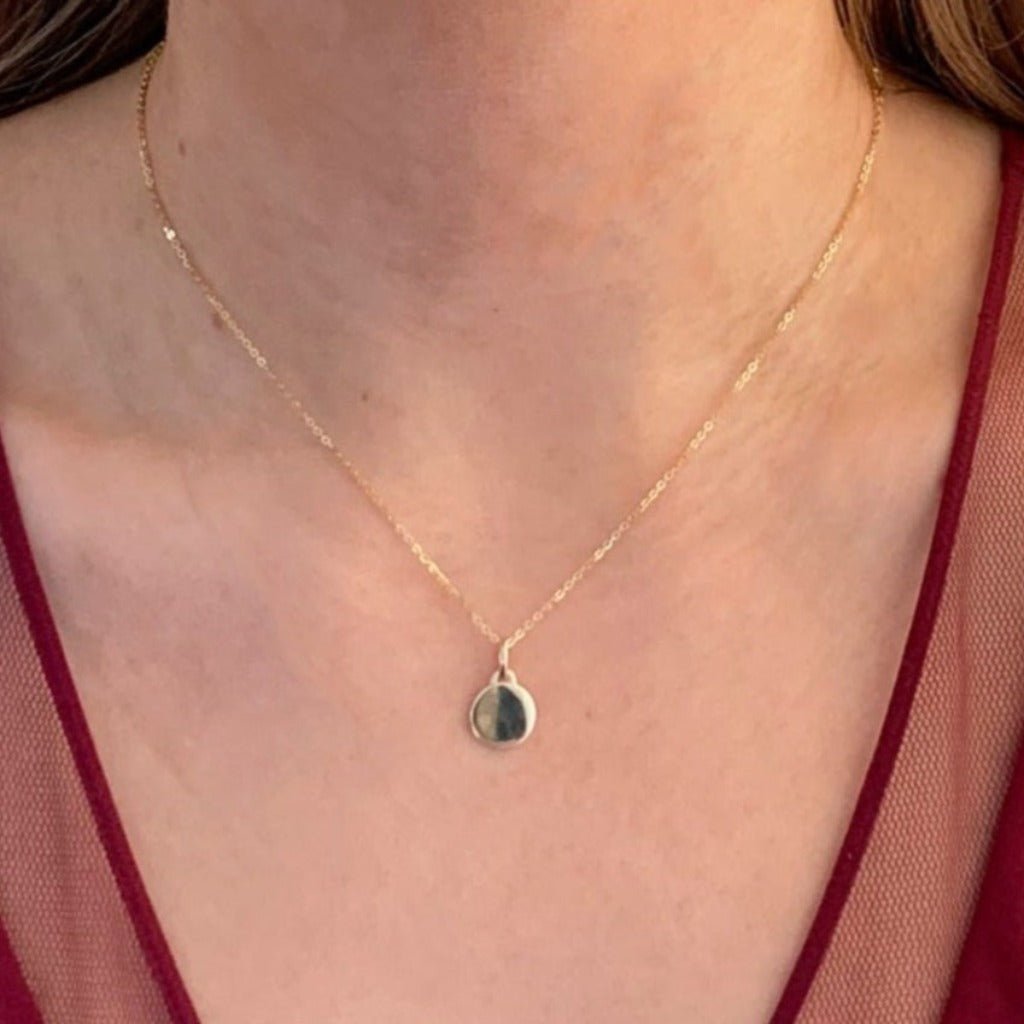 10K Yellow Gold Small Charm Disc Necklace - Adorned by Ruth
