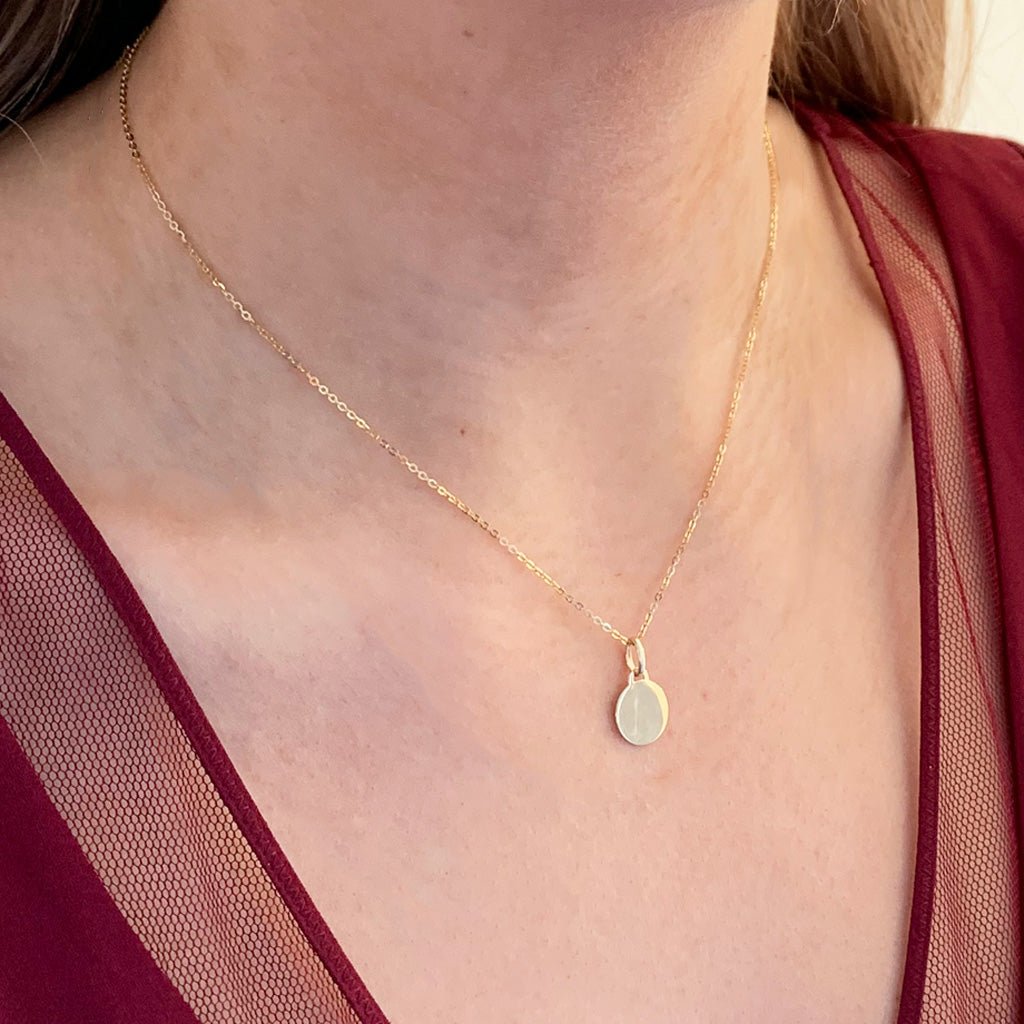 10K Yellow Gold Small Charm Disc Necklace - Adorned by Ruth