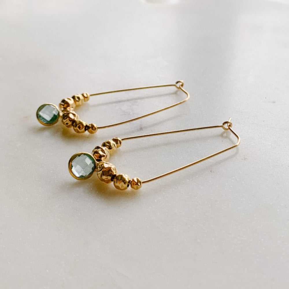 Aqua Drop Teardrop Hoop Earrings - Adorned by Ruth