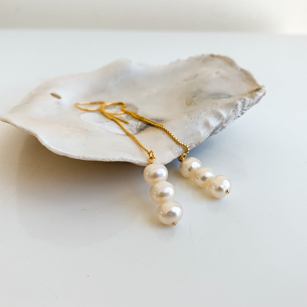 Baby Pearls Chain Earrings - Adorned by Ruth