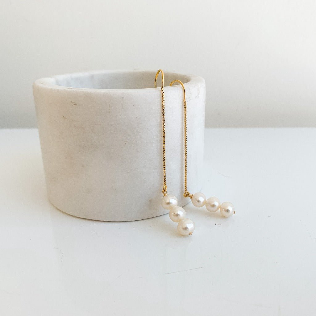 Baby Pearls Chain Earrings - Adorned by Ruth