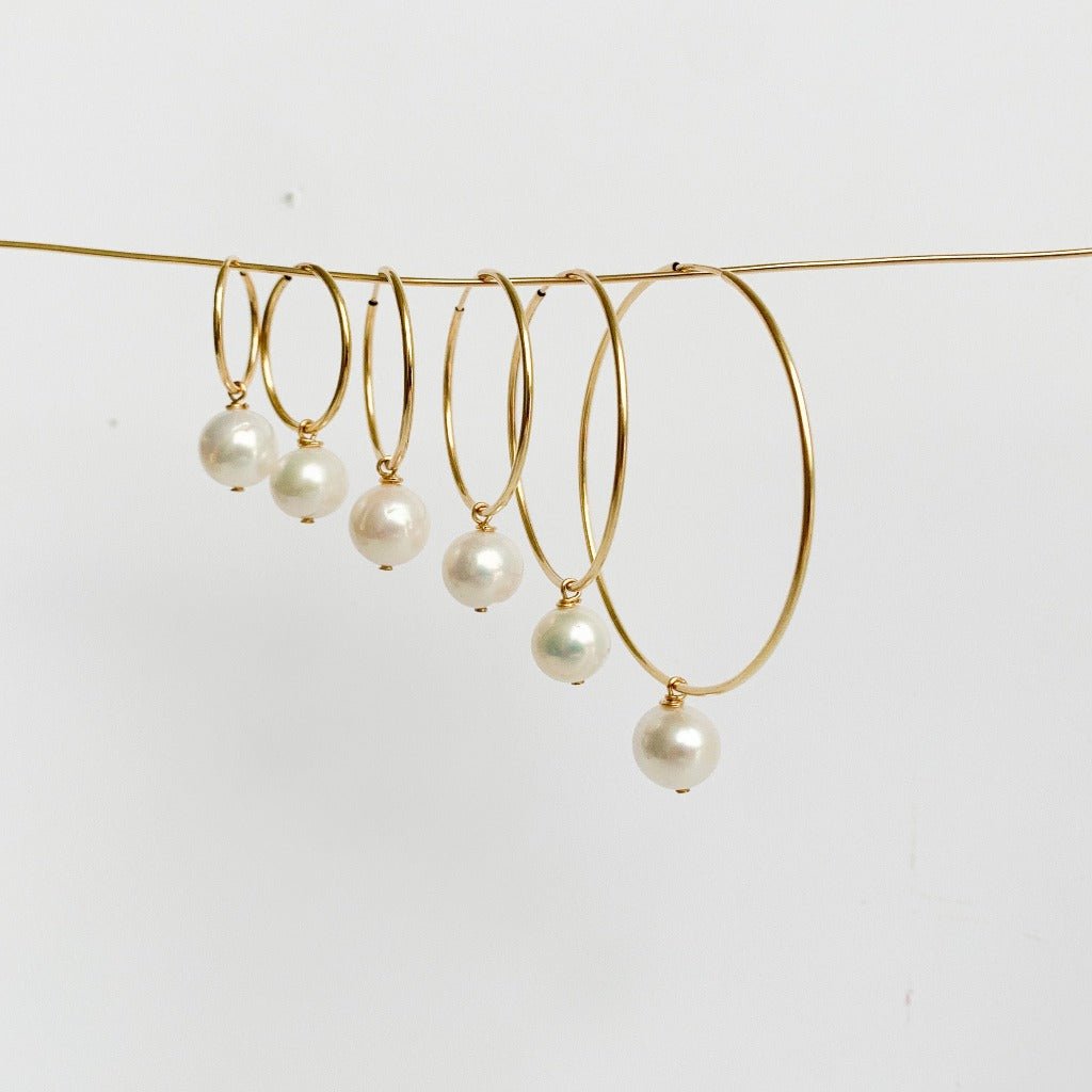 Baroque Pearl Hoop Earrings - Glenys - Adorned by Ruth