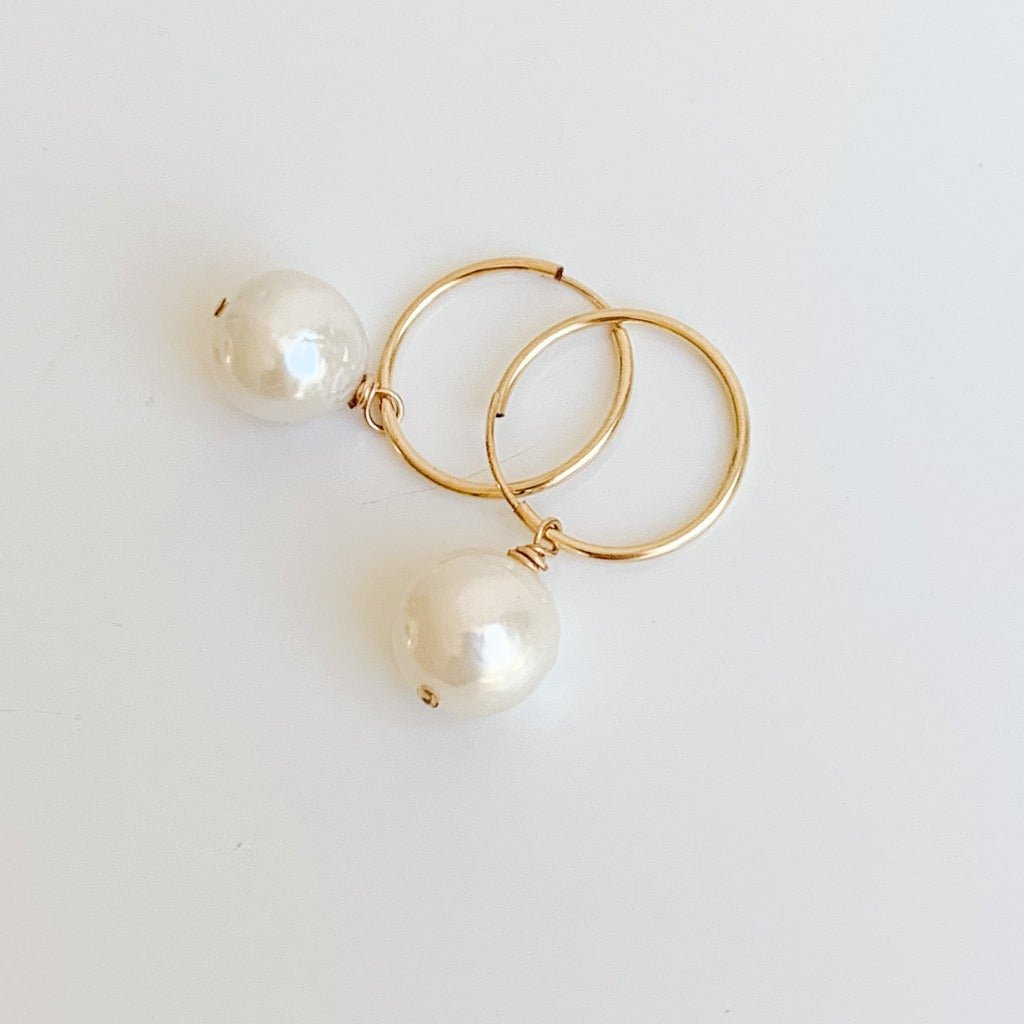 Baroque Pearl Hoop Earrings - Glenys - Adorned by Ruth