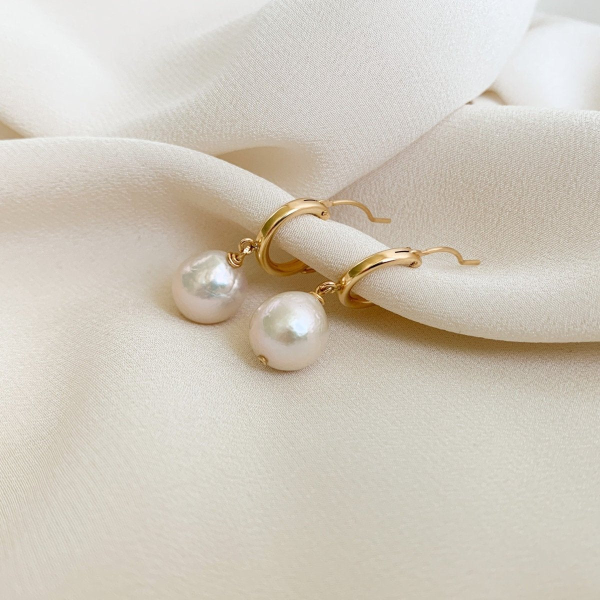 Baroque Pearl Huggie Earrings - Reagan - Adorned by Ruth