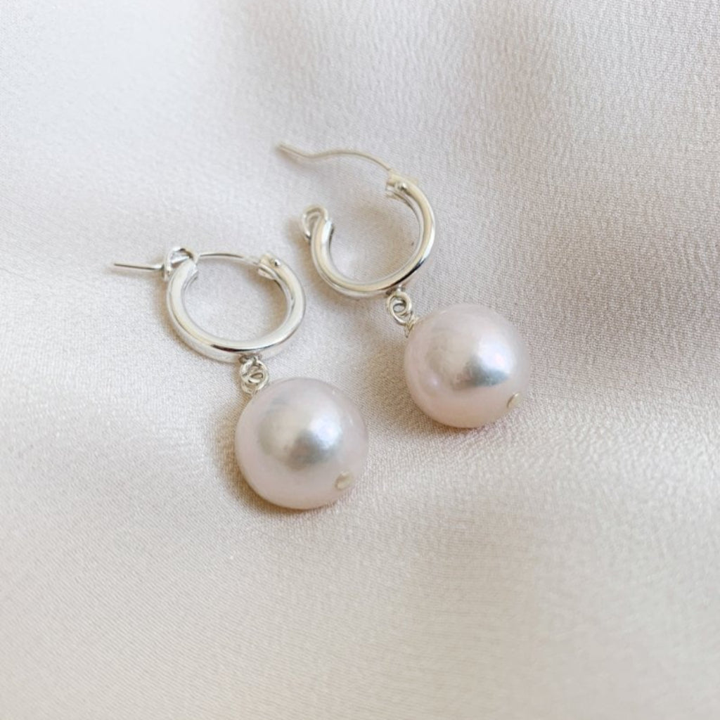 Baroque Pearl Huggie Earrings - Reagan - Adorned by Ruth