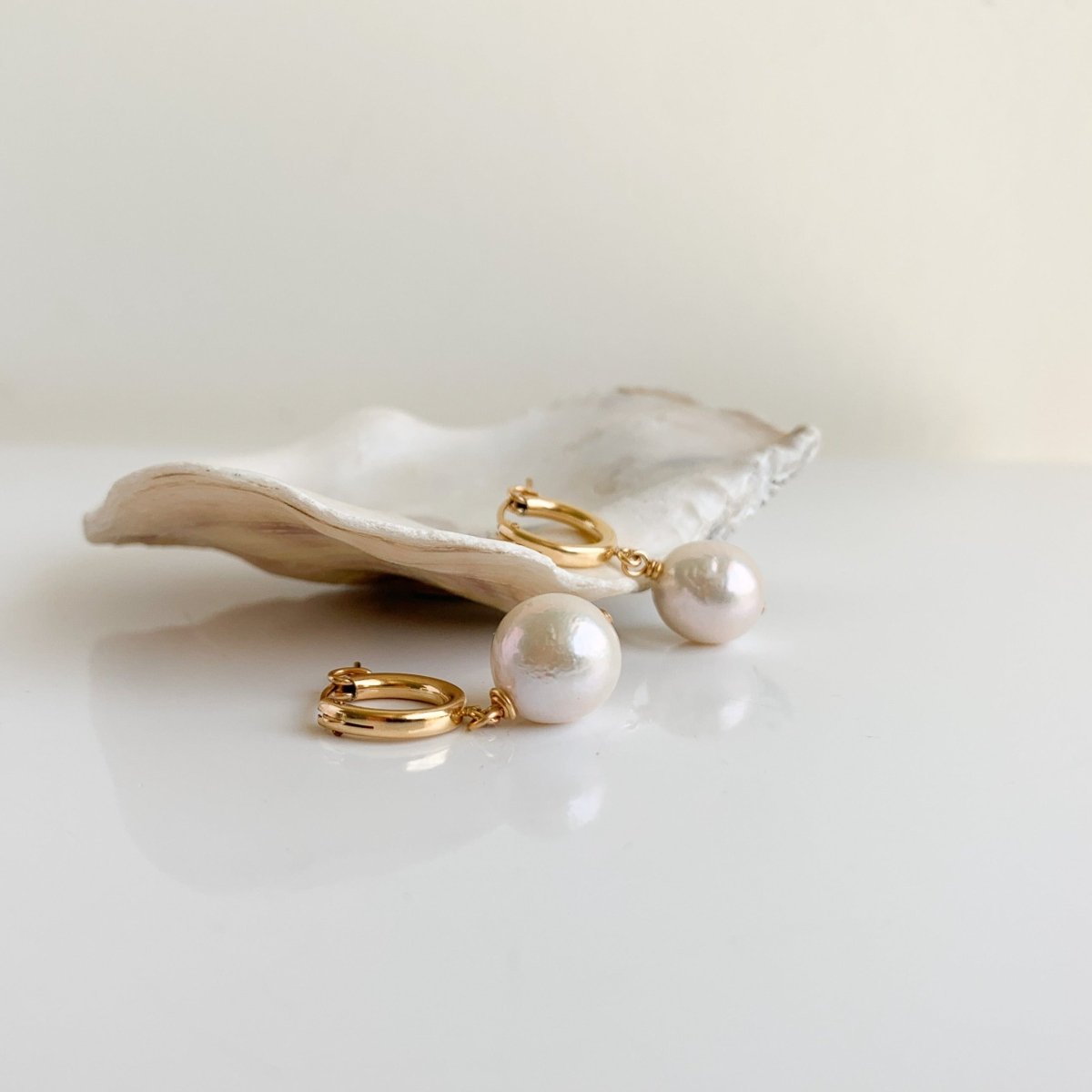Baroque Pearl Huggie Earrings - Reagan - Adorned by Ruth