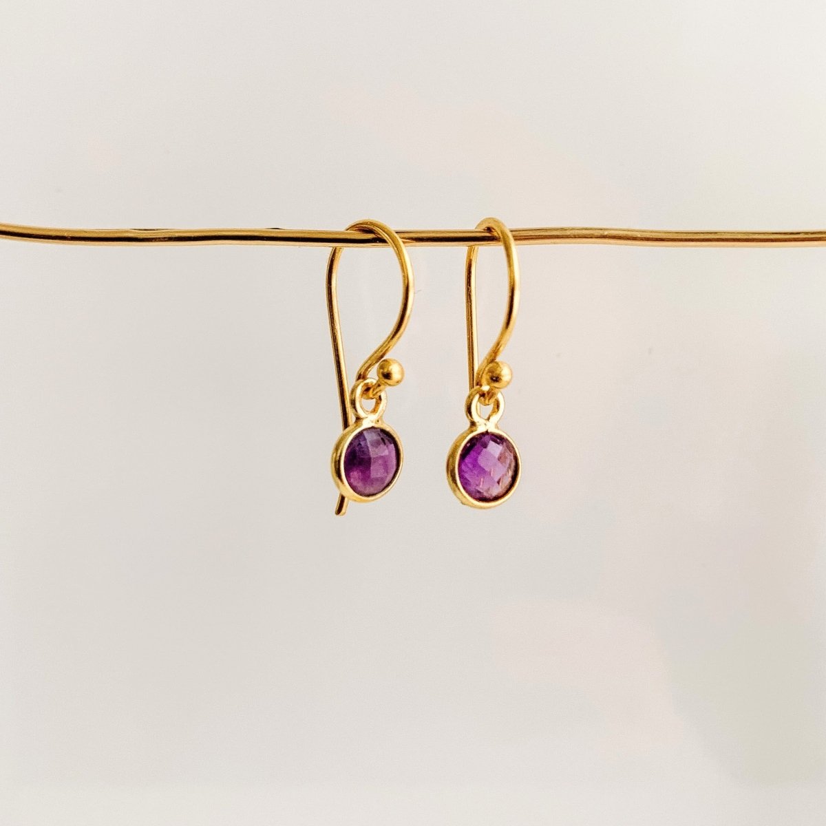 Bezel Gemstone Drop Earrings - Adorned by Ruth