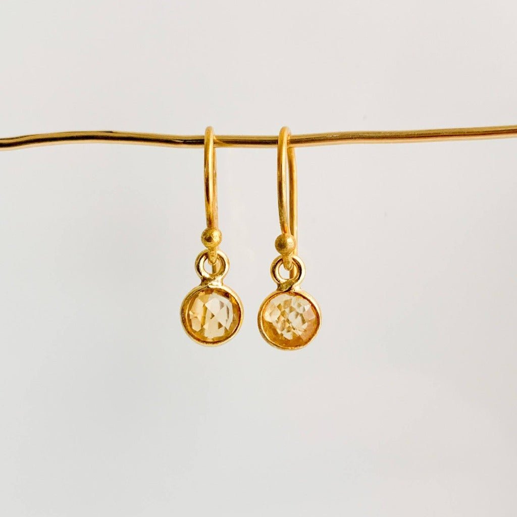 Bezel Gemstone Drop Earrings - Adorned by Ruth