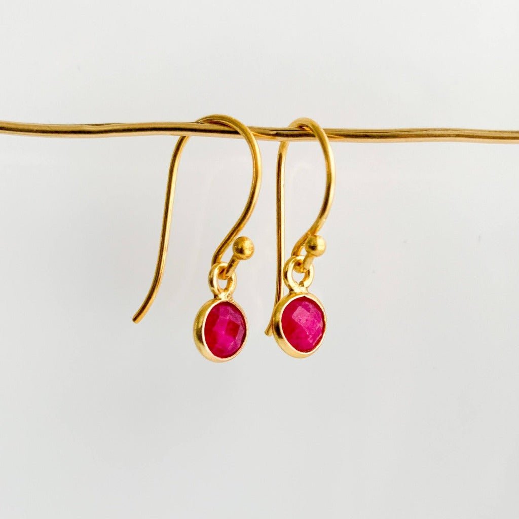Bezel Gemstone Drop Earrings - Adorned by Ruth