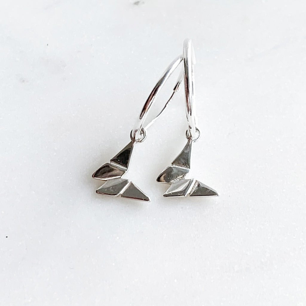 Butterfly Charm Hoop Earrings in Silver - Adorned by Ruth