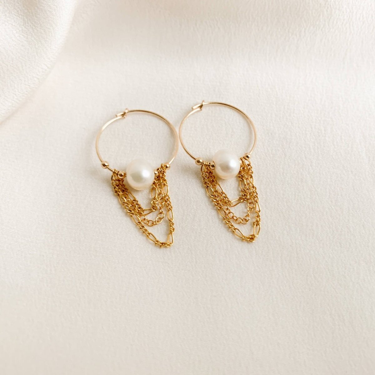 Chains and Pearls Chandelier Earrings - Darcy - Adorned by Ruth