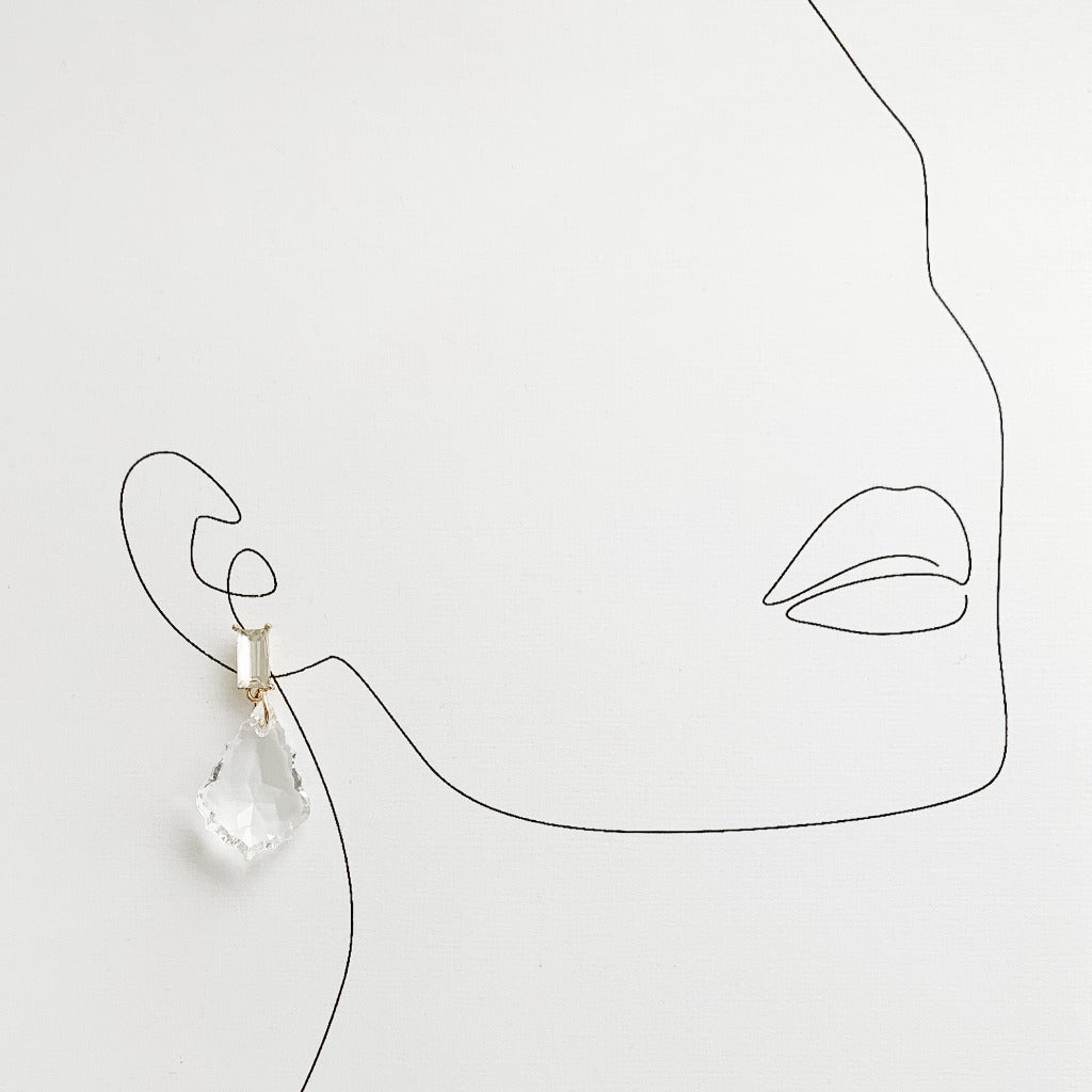 Clear Crystal Drop Earrings - Sabrina - Adorned by Ruth