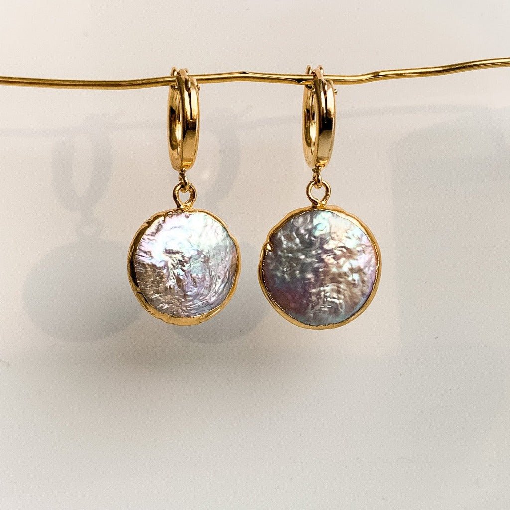 Coin Pearl Huggie Earrings - Adorned by Ruth