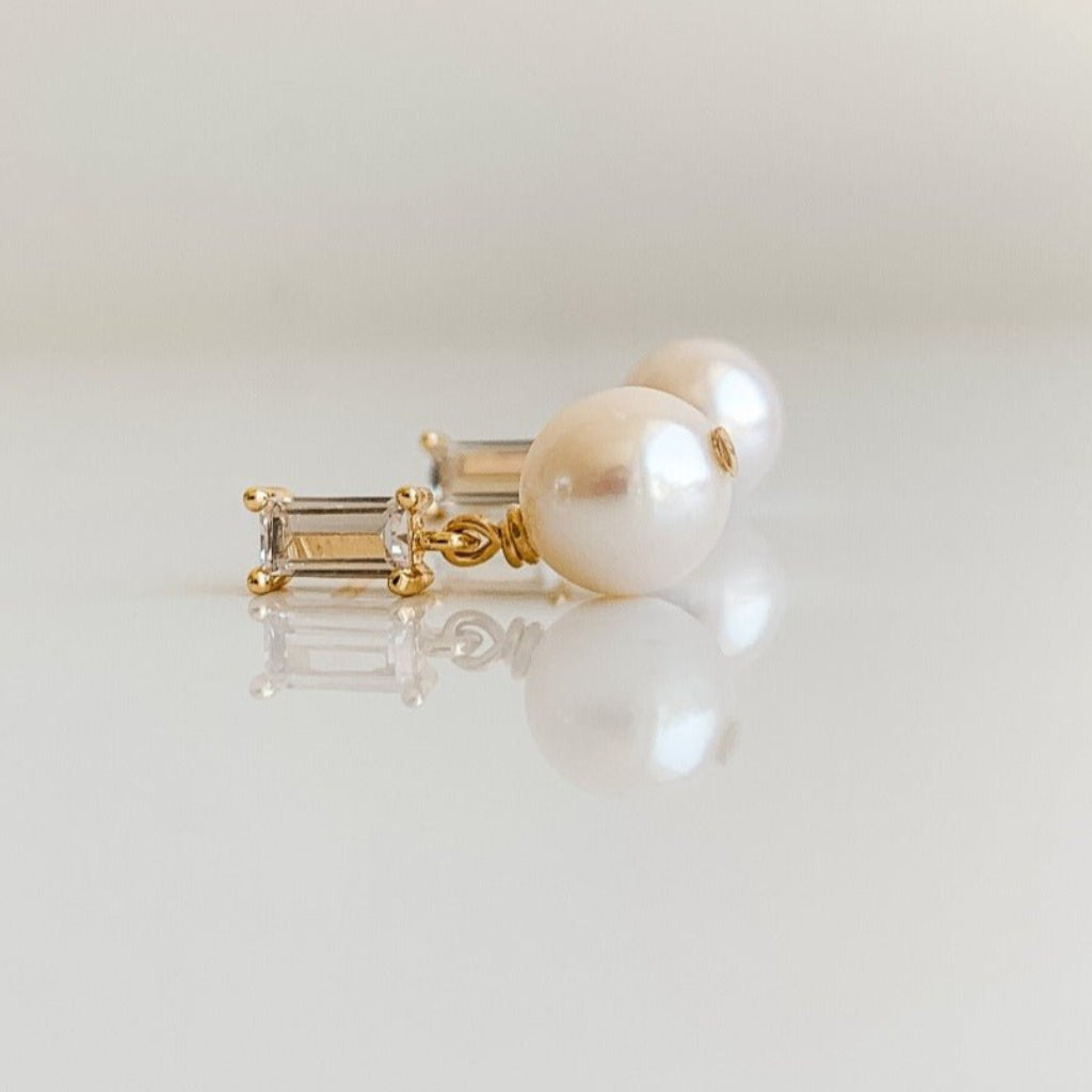 Cubic Zirconia and Pearl Drop Earrings - Adorned by Ruth