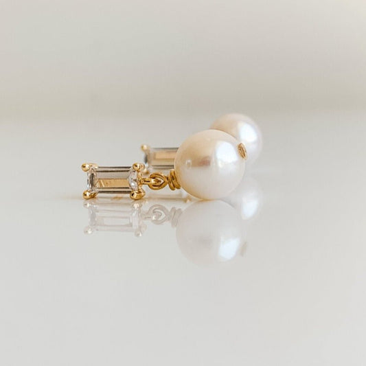 Cubic Zirconia and Pearl Drop Earrings - Adorned by Ruth