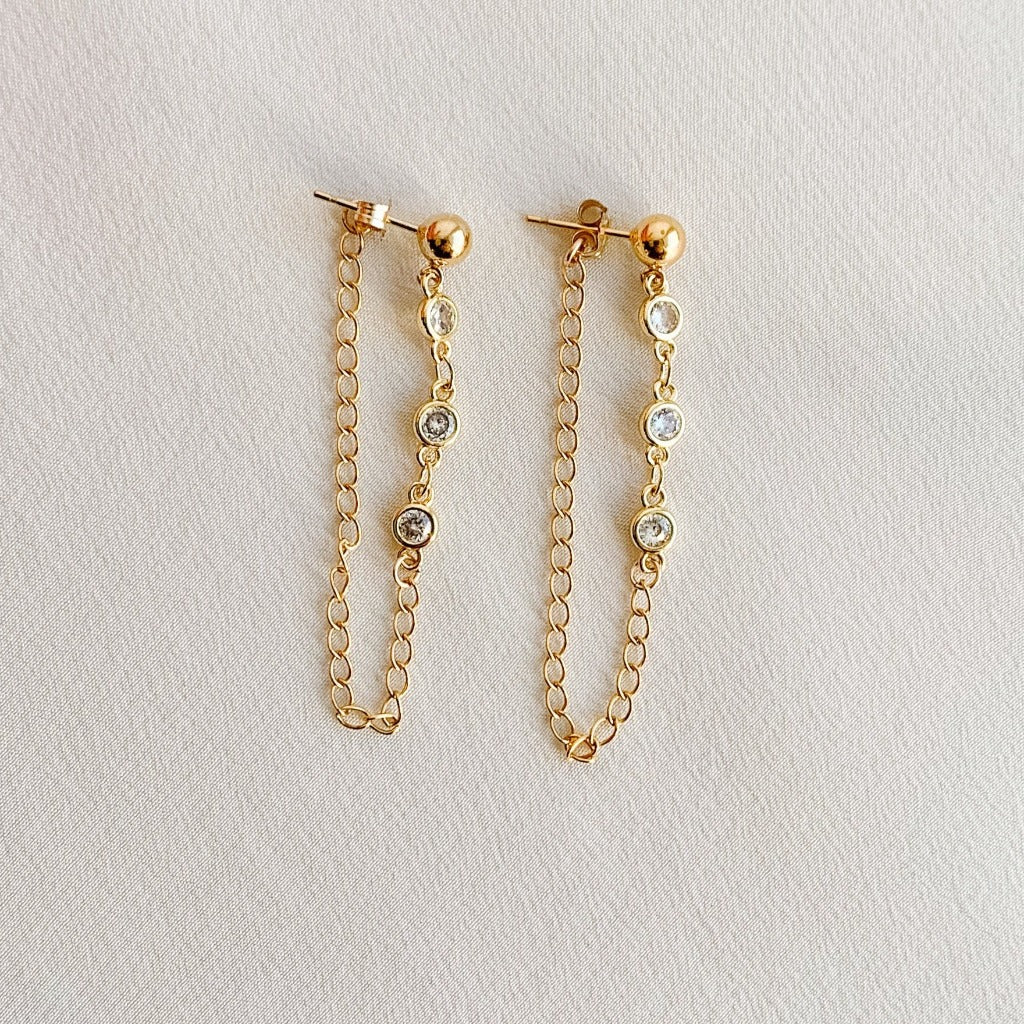 Cubic Zirconia Chain Hoop Earrings - Neve - Adorned by Ruth