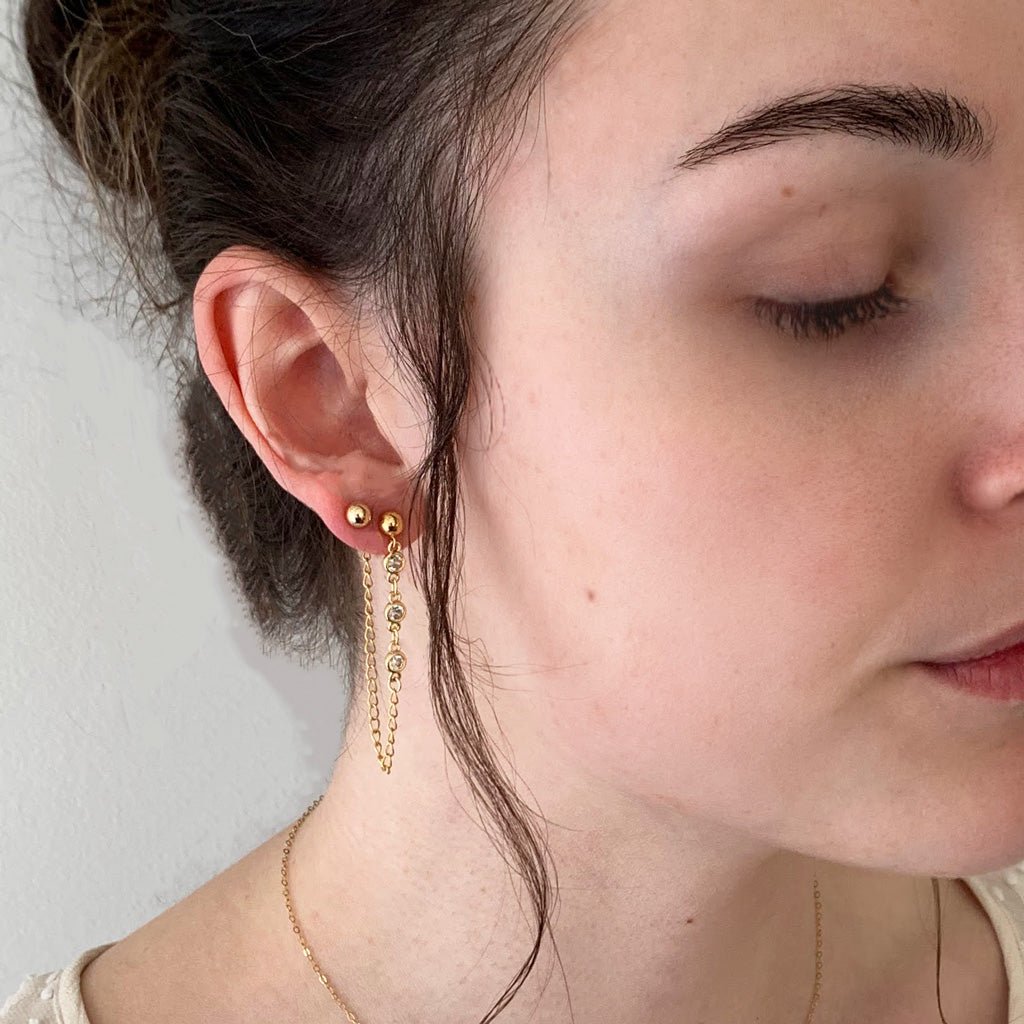 Cubic Zirconia Chain Hoop Earrings - Neve - Adorned by Ruth
