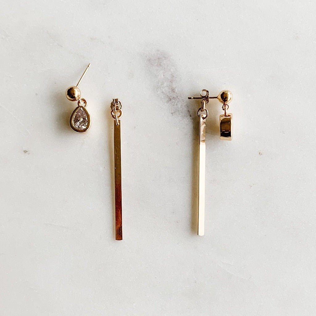 Cubic Zirconia Linear Bar Drop Earrings - Adorned by Ruth
