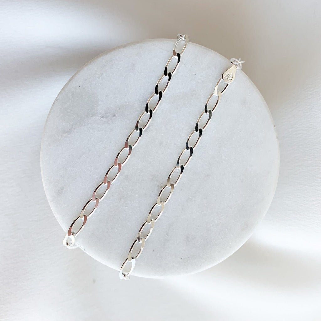 Curb Chain Anklet - Sterling Silver - Adorned by Ruth