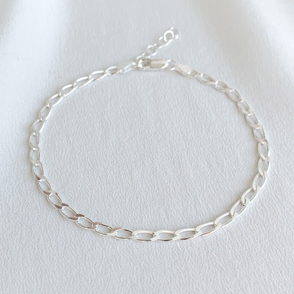 Curb Chain Anklet - Sterling Silver - Adorned by Ruth