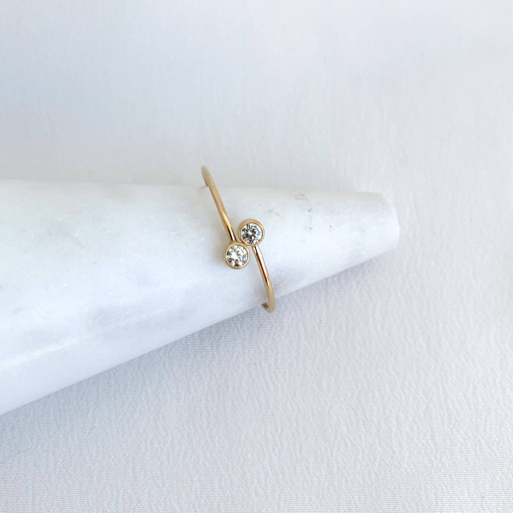 CZ Open Wrap Adjustable Stacking Ring - 14k Gold Filled - Adorned by Ruth