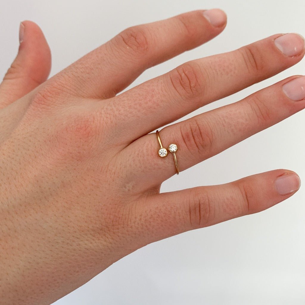 CZ Open Wrap Adjustable Stacking Ring - 14k Gold Filled - Adorned by Ruth