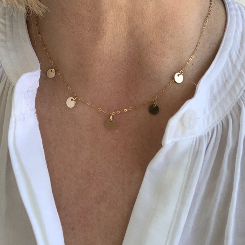 Disc Charm Choker Necklace - 14K Gold Filled - Adorned by Ruth