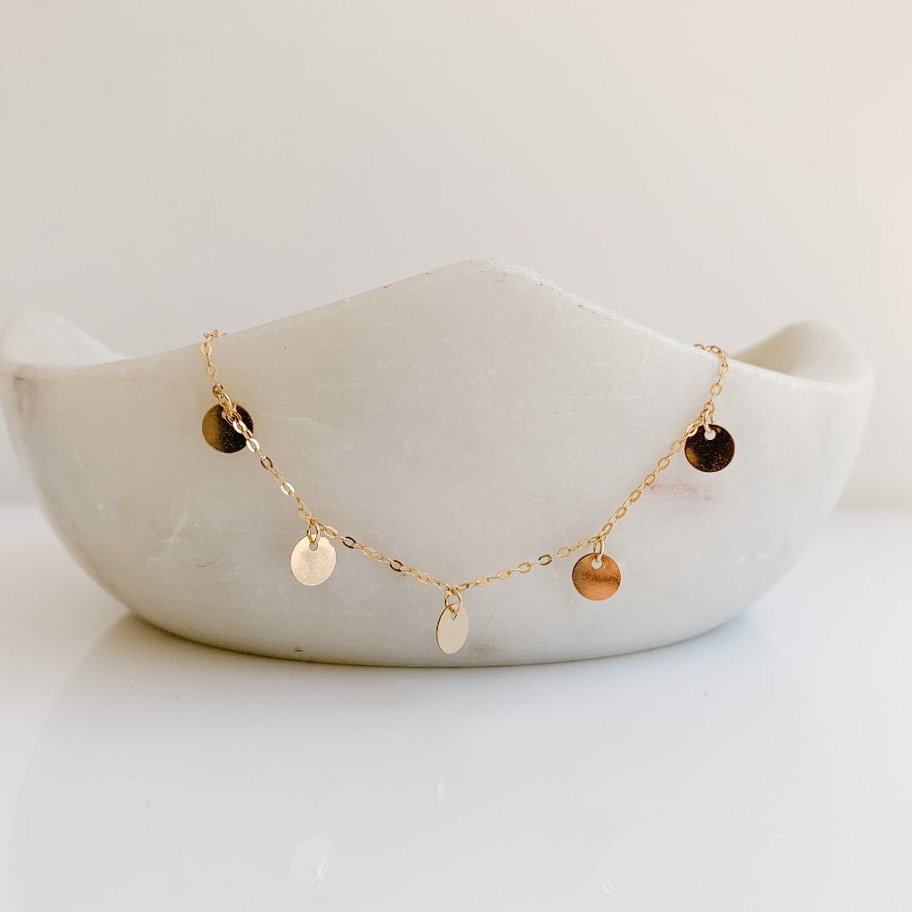 Disc Charm Choker Necklace - 14K Gold Filled - Adorned by Ruth