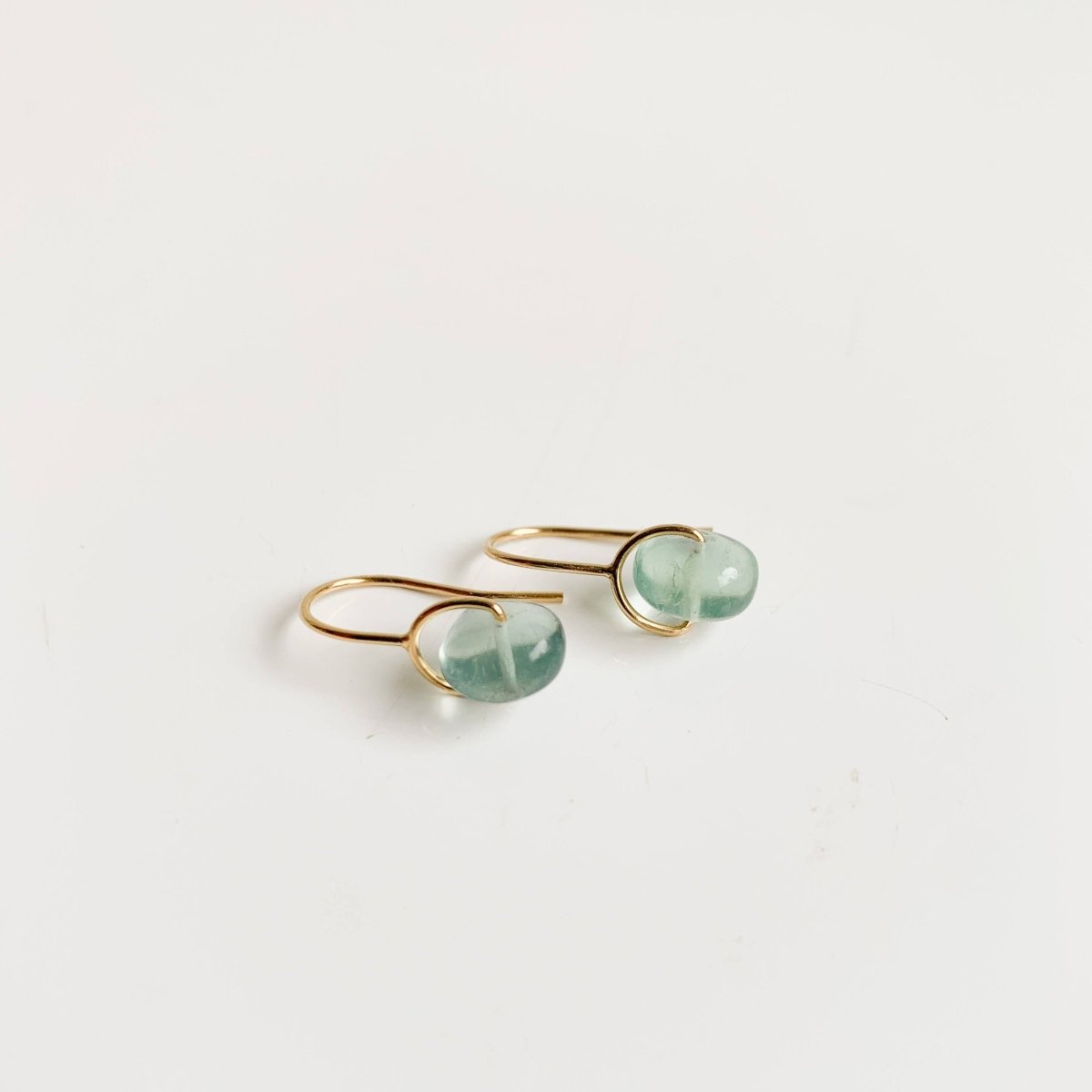 Fluorite Gemstone Drop Wire Earrings in 14K Gold Filled - Adorned by Ruth