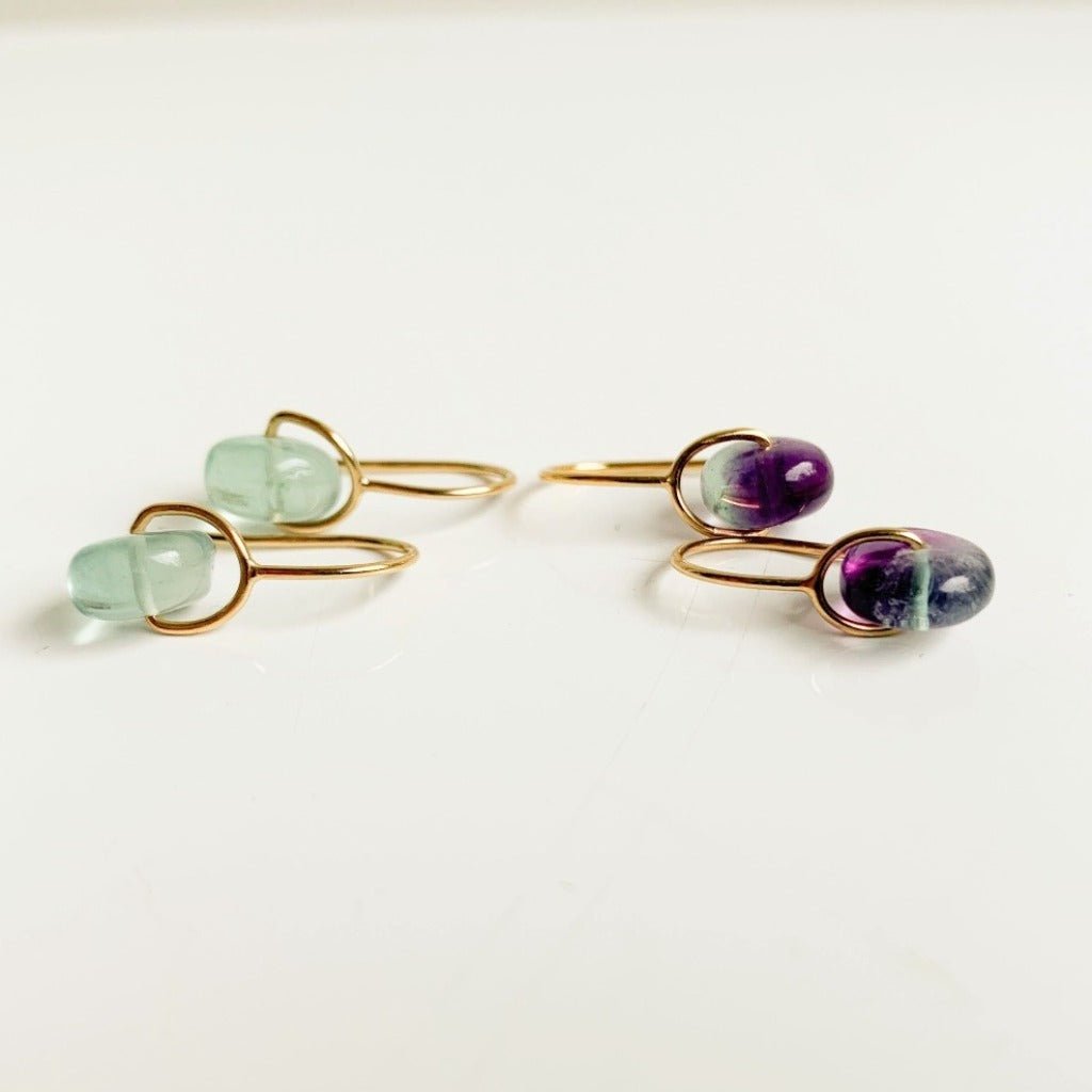 Fluorite Gemstone Drop Wire Earrings in 14K Gold Filled - Adorned by Ruth