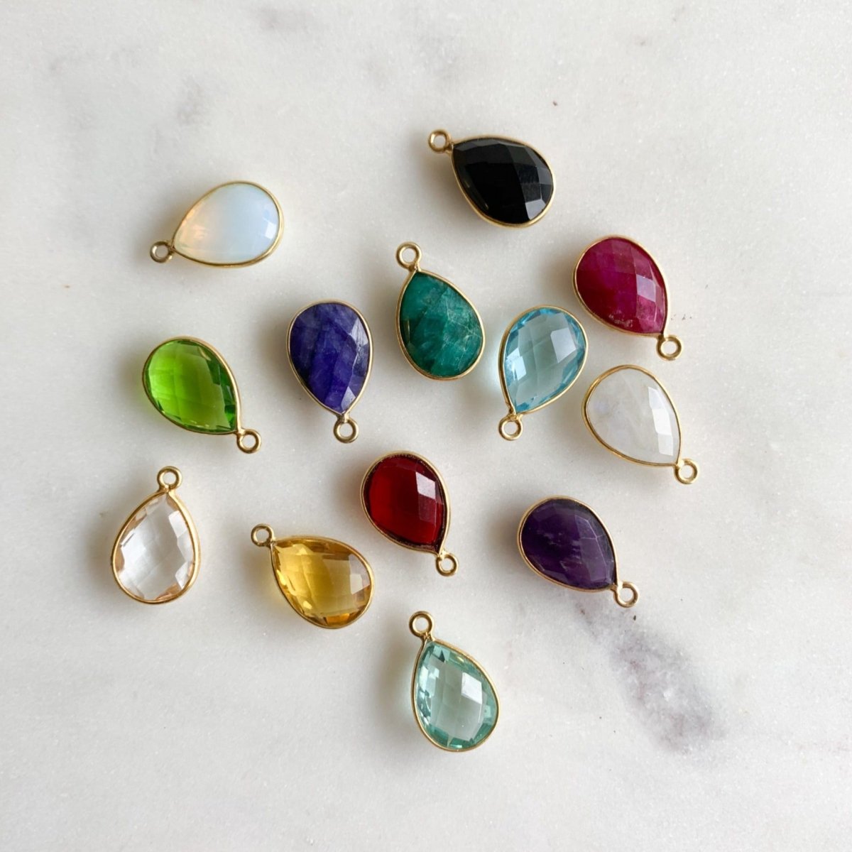 Gemstone Hoop Drop Earrings - Eloise - Adorned by Ruth
