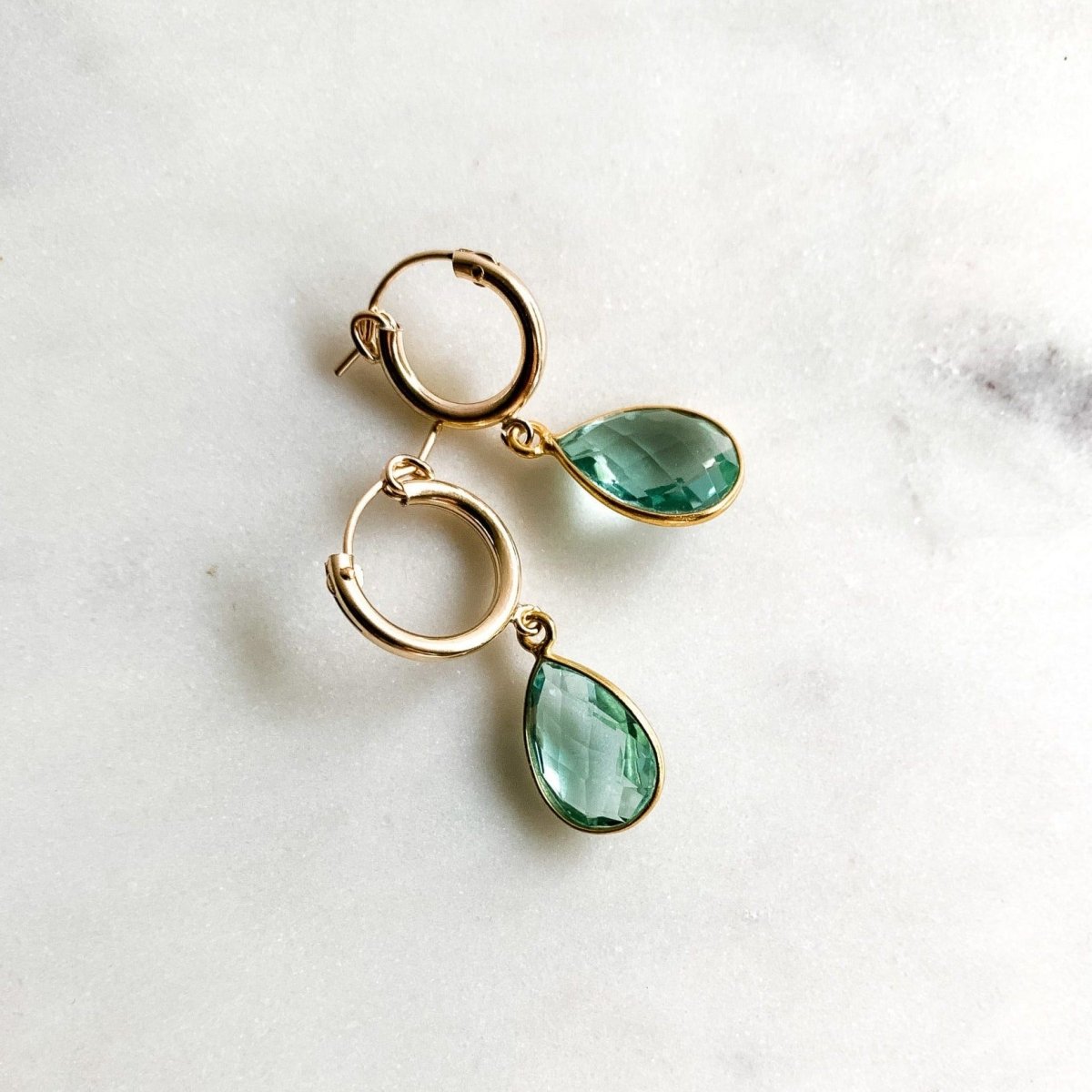 Gemstone Hoop Drop Earrings - Eloise - Adorned by Ruth