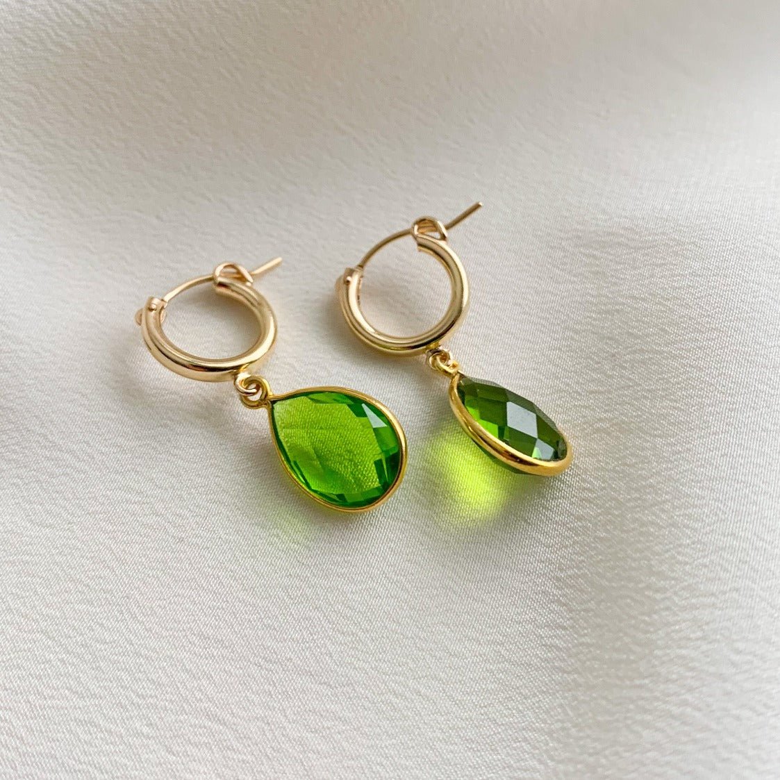 Gemstone Hoop Drop Earrings - Eloise - Adorned by Ruth