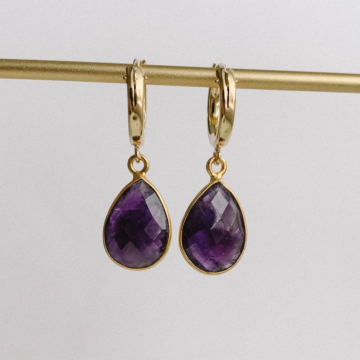 Gemstone Hoop Drop Earrings - Eloise - Adorned by Ruth