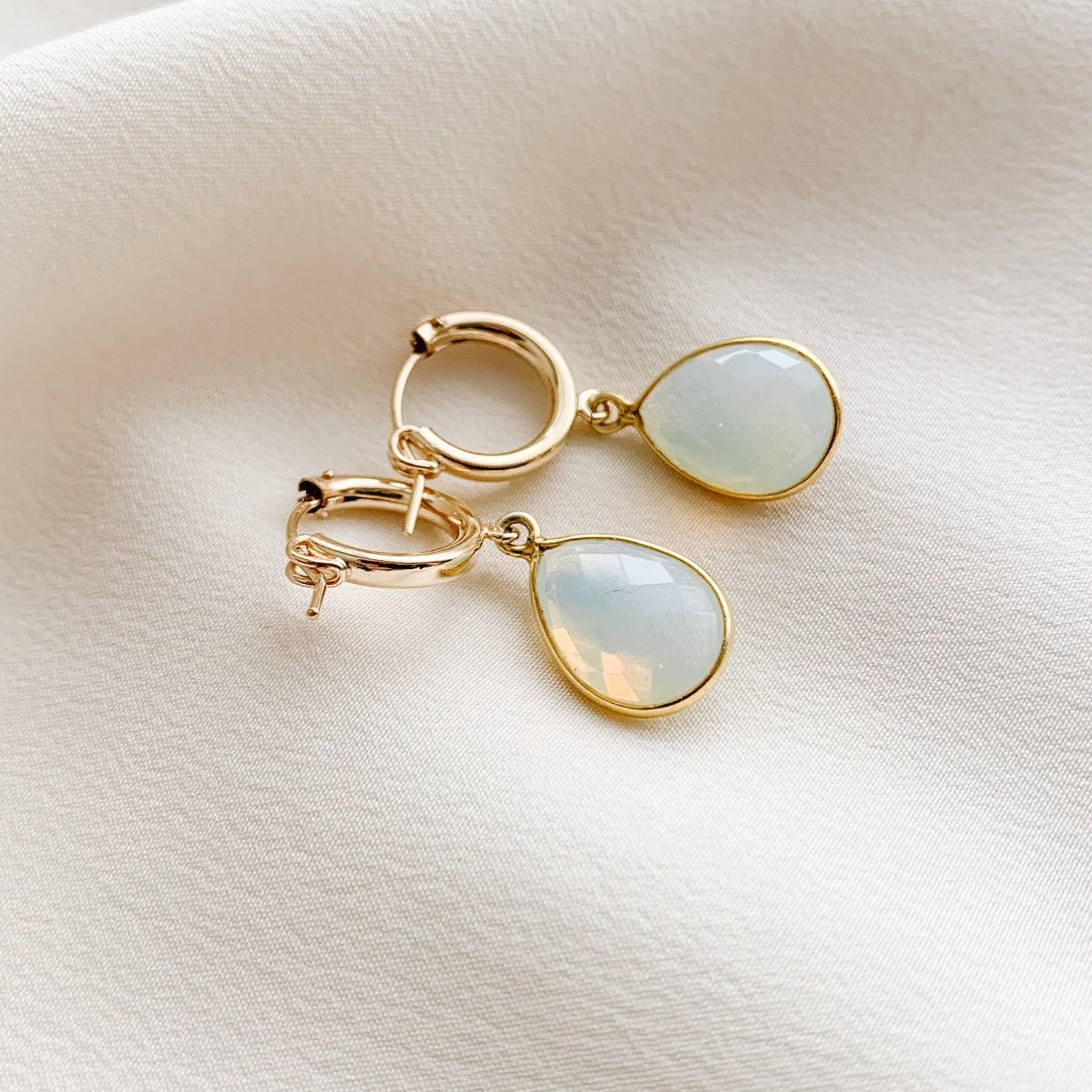 Gemstone Hoop Drop Earrings - Eloise - Adorned by Ruth